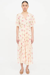 Maje Floral Pleated Dress