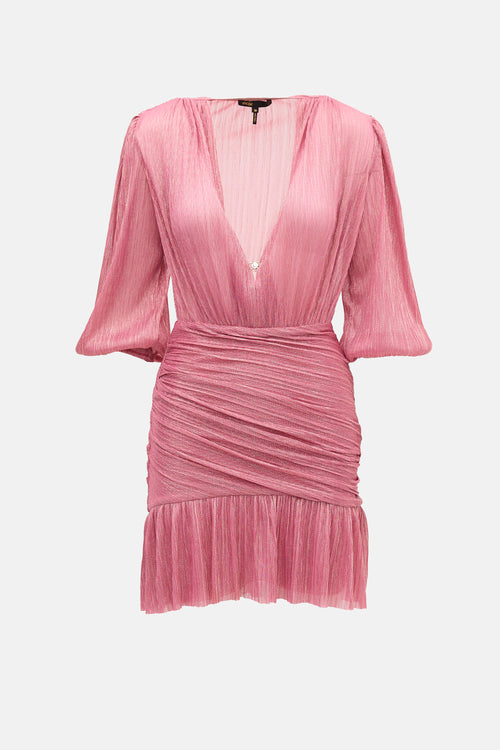 Maje Lamé Draped Mini Dress
