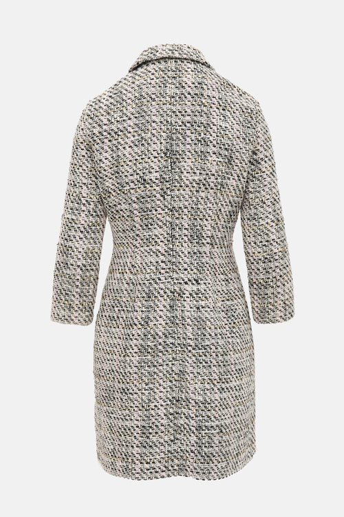 Maje Metallic Tweed Button Up Dress