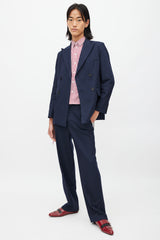 Maje Navy & Burgundy Stripes Suit