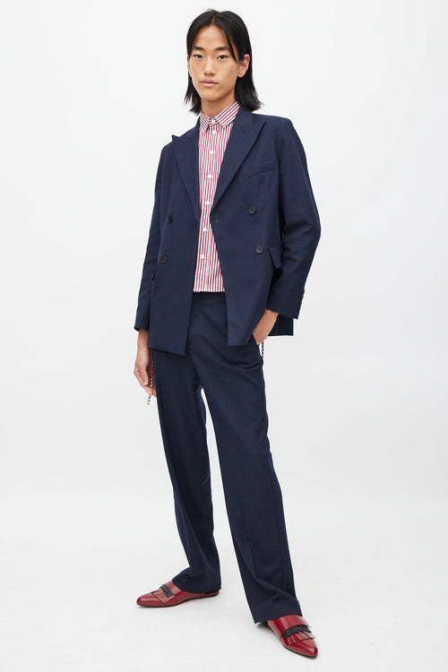 Maje Navy & Burgundy Stripes Suit