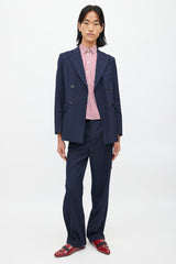 Maje Navy & Burgundy Stripes Suit