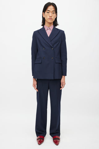 Maje Navy & Burgundy Stripes Suit