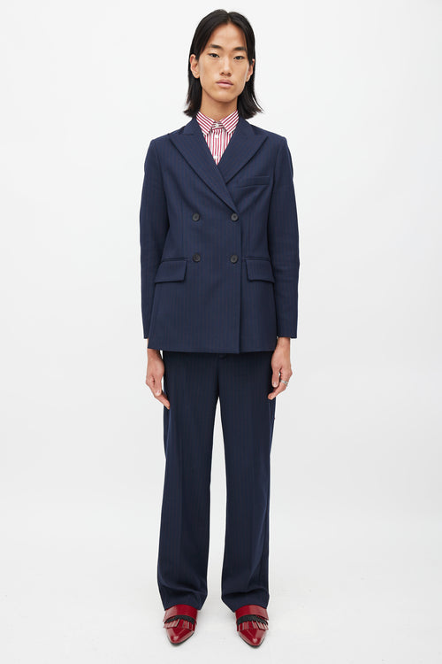 Maje Navy & Burgundy Stripes Suit
