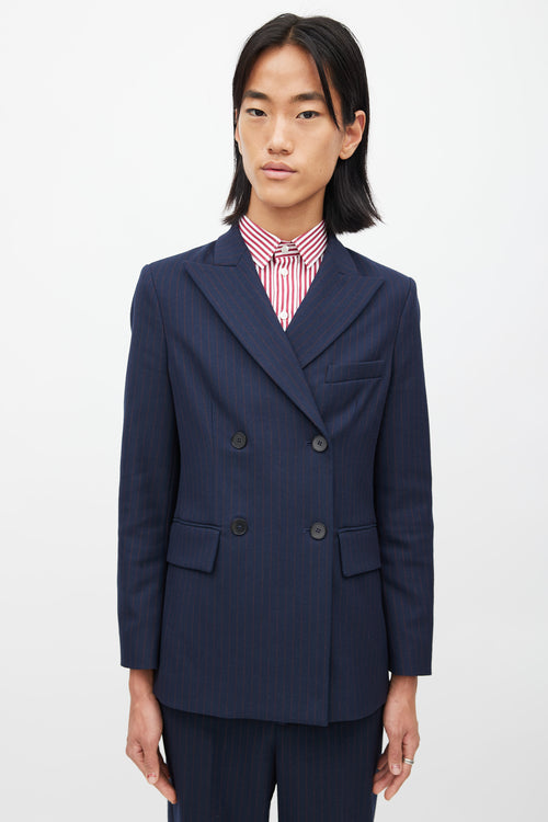 Maje Navy & Burgundy Stripes Suit