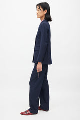 Maje Navy & Burgundy Stripes Suit