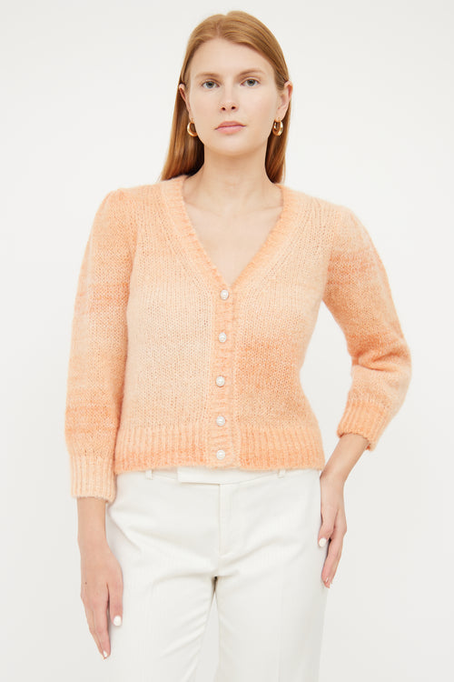 Maje Orange Gradient Mohair Knit Cardigan