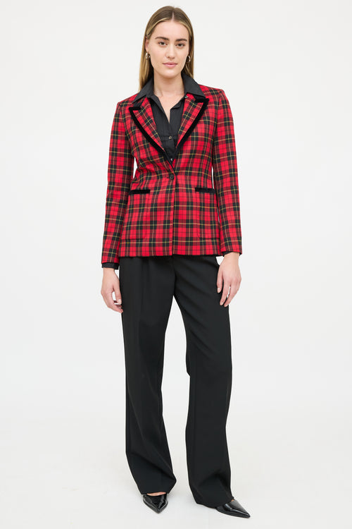 Maje Plaid Single Breasted Blazer