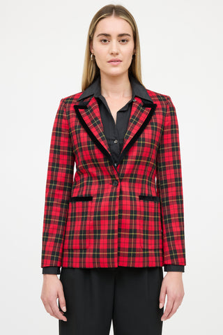 Maje Plaid Single Breasted Blazer