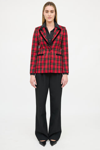 Maje Plaid Single Breasted Blazer