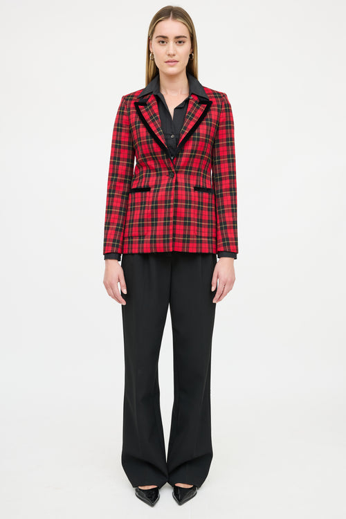 Maje Plaid Single Breasted Blazer