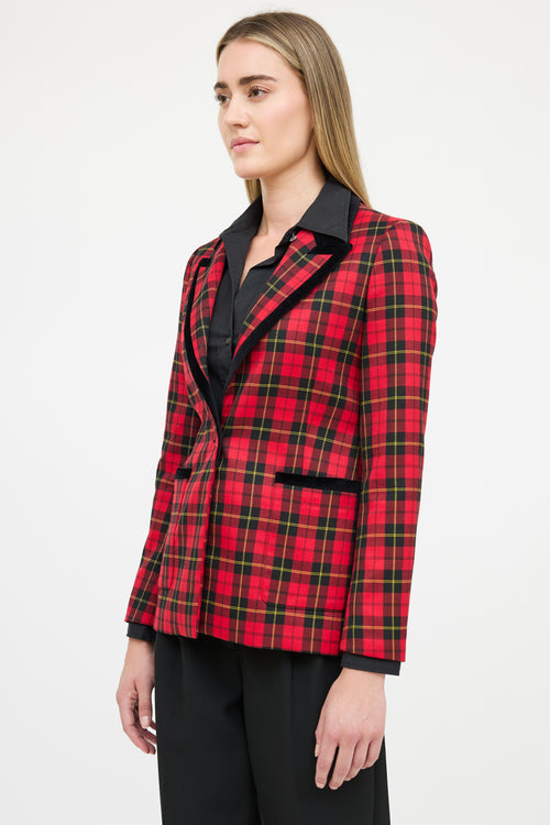 Maje Plaid Single Breasted Blazer