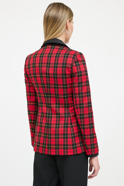 Maje Plaid Single Breasted Blazer