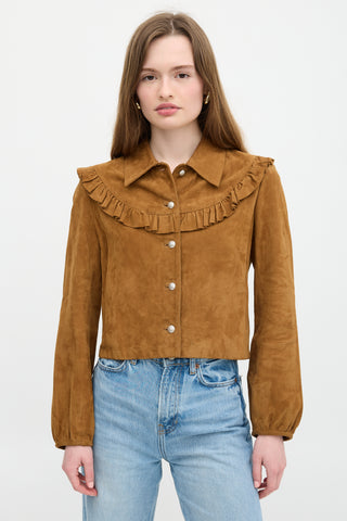 Maje Suede Bendrie Ruffle Shirt