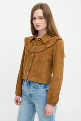 Maje Suede Bendrie Ruffle Shirt