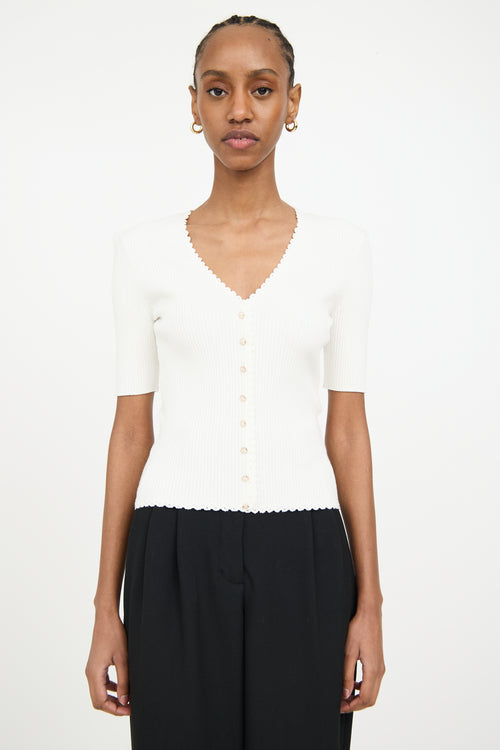 Maje White Ribbed Top