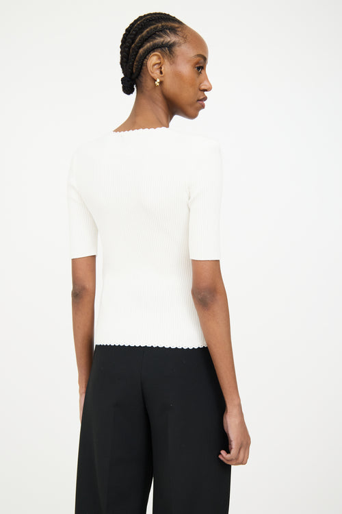 Maje White Ribbed Top