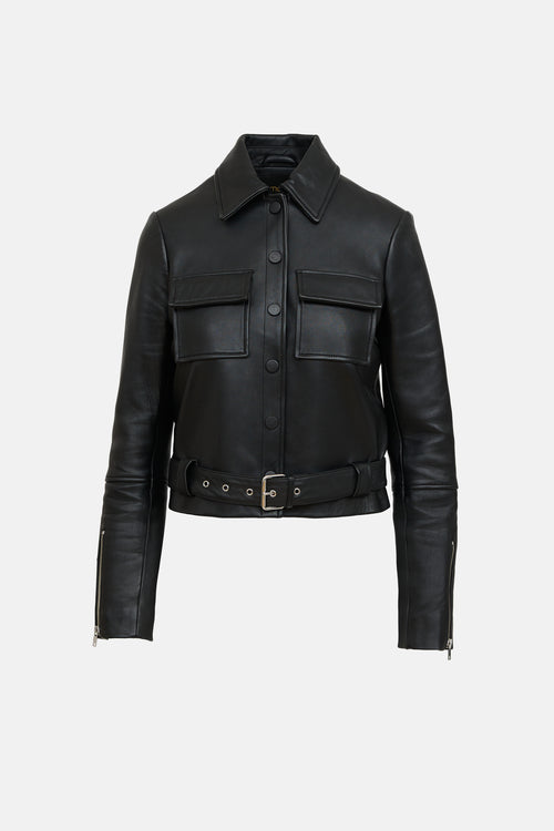 Maje Leather Cropped Jacket