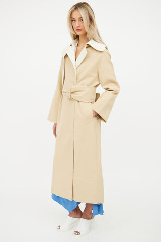 By Malene Birger Beige & Cream Double Breasted Trench Coat