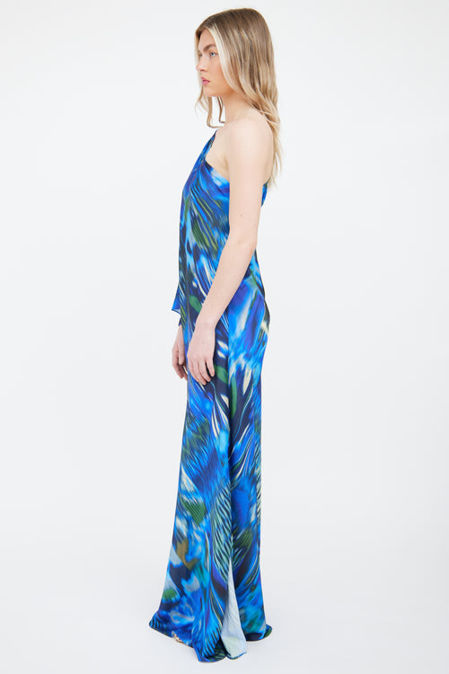 Mandira Blue Multi Colour Off Shoulder Dress