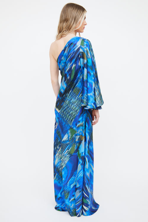 Mandira Blue Multi Colour Off Shoulder Dress