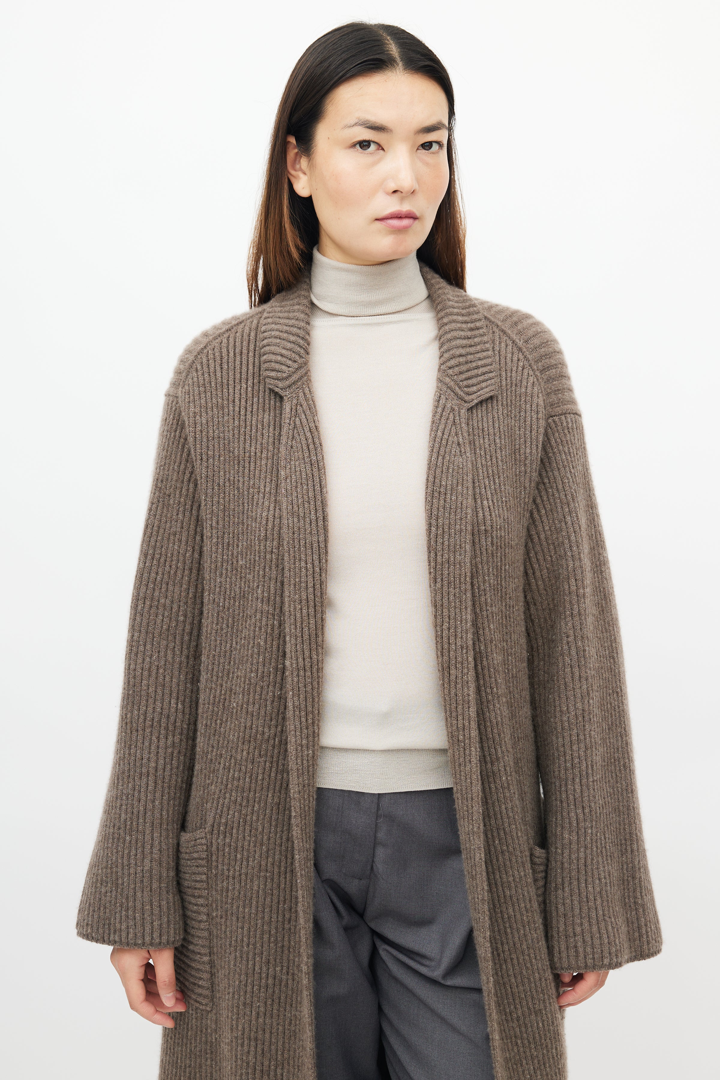 RIPPED RIBBED SWEATER - Brown / Taupe