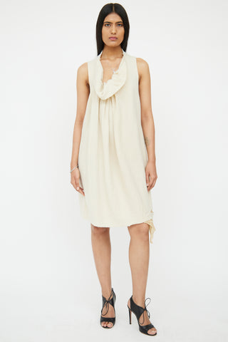Mandula Cream Boiled Wool Drape Dress