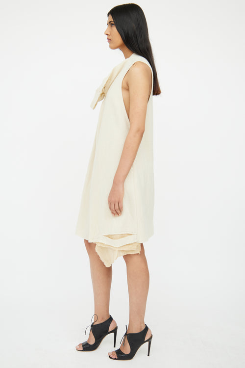 Mandula Cream Boiled Wool Drape Dress