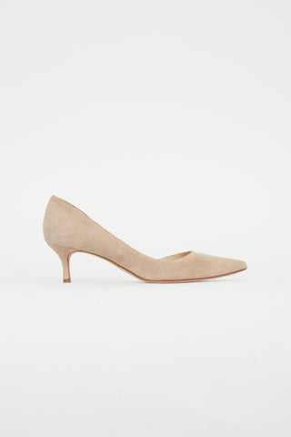 Manolo Blahnik Beige Suede D'Orsay Pump