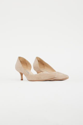 Manolo Blahnik Beige Suede D'Orsay Pump