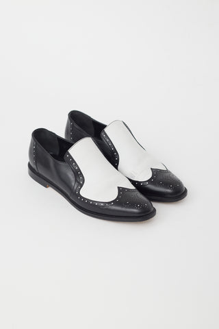 Manolo Blahnik Black & White Leather Loafer