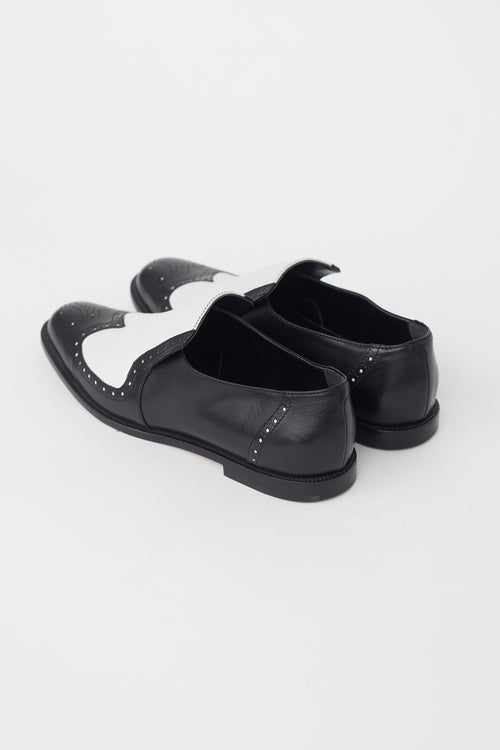 Manolo Blahnik Black & White Leather Loafer