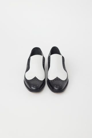 Manolo Blahnik Black & White Leather Loafer