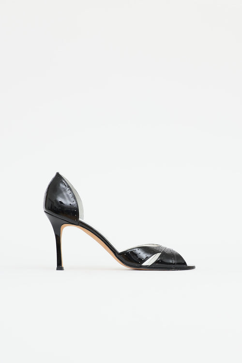 Manolo BlahnikPatent Brogue Peep Toe Pump