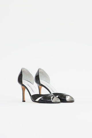 Manolo BlahnikPatent Brogue Peep Toe Pump