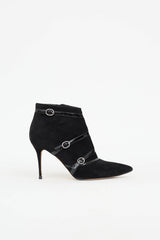 Manolo Blahnik Suede Buckle Bootie