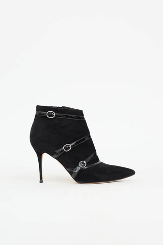 Manolo Blahnik Suede Buckle Bootie