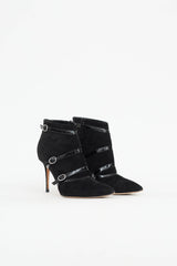 Manolo Blahnik Suede Buckle Bootie