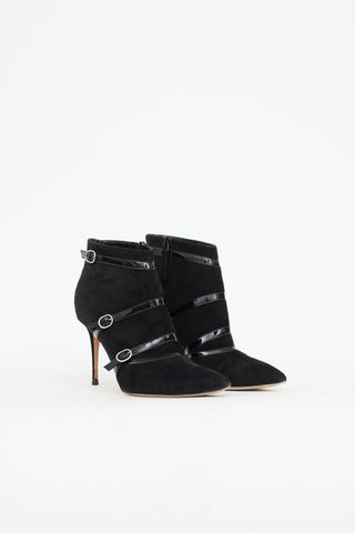 Manolo Blahnik Suede Buckle Bootie