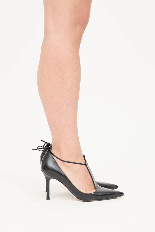 Manolo Blahnik Leather Tie Pump