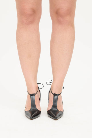 Manolo Blahnik Leather Tie Pump