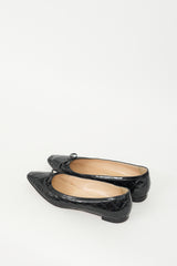 Manolo Blahnik Black Quilted Patent Ballet Flat
