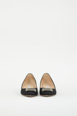 Manolo Blahnik Black Satin Embellished Pump