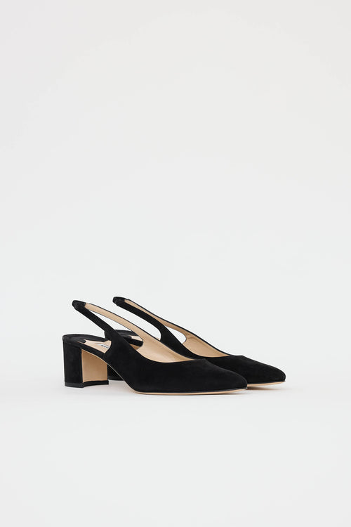 Manolo Blahnik Suede Allurasa 50 Slingback Pump