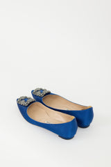 Manolo Blahnik Blue Satin Hangisi Flat