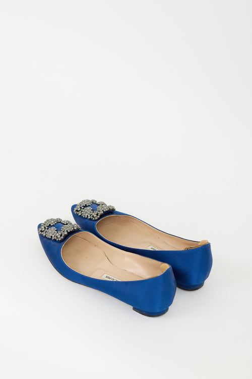 Manolo Blahnik Blue Satin Hangisi Flat