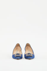 Manolo Blahnik Blue Satin Hangisi Pump