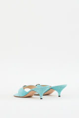 Manolo Blahnik Blue Suede Coin Embellished Heeled Sandal