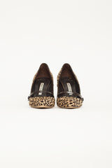 Manolo Blahnik Brown & Beige Patterned Mary Jane Pump