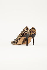 Manolo Blahnik Brown & Beige Patterned Mary Jane Pump